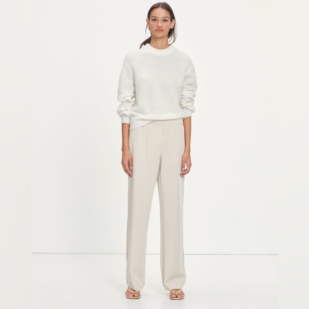 Samsoe & Samsoe Cream Beige High Waist Pants Women's Medium NWT Elastic Waist